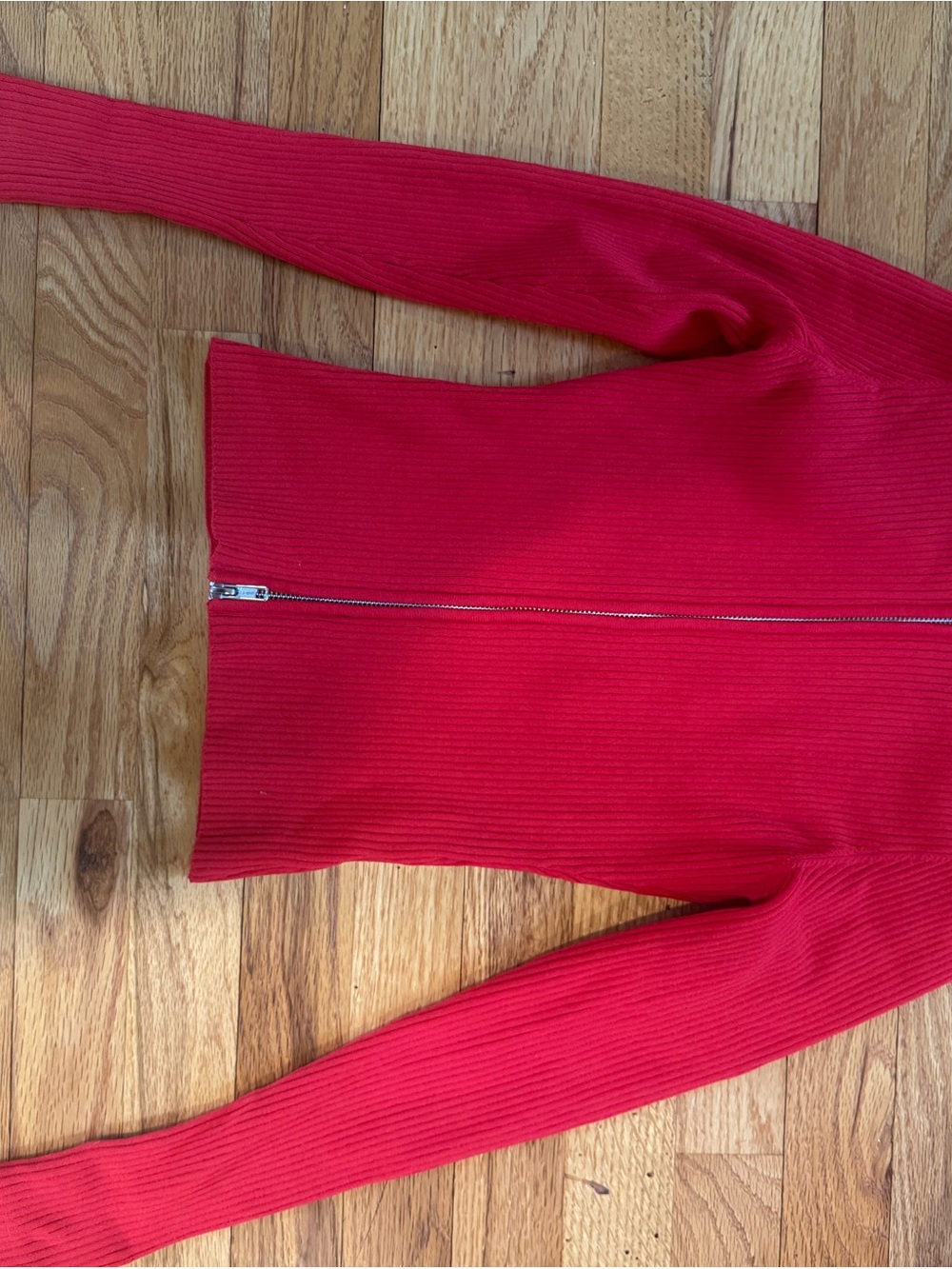 Good American Red Ribbed Zip Sweater - Picture 4 of 5